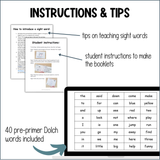 Dolch Pre-Primer Sight Words Foldable Booklets
