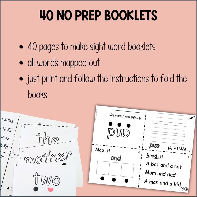 Dolch Pre-Primer Sight Words Foldable Booklets