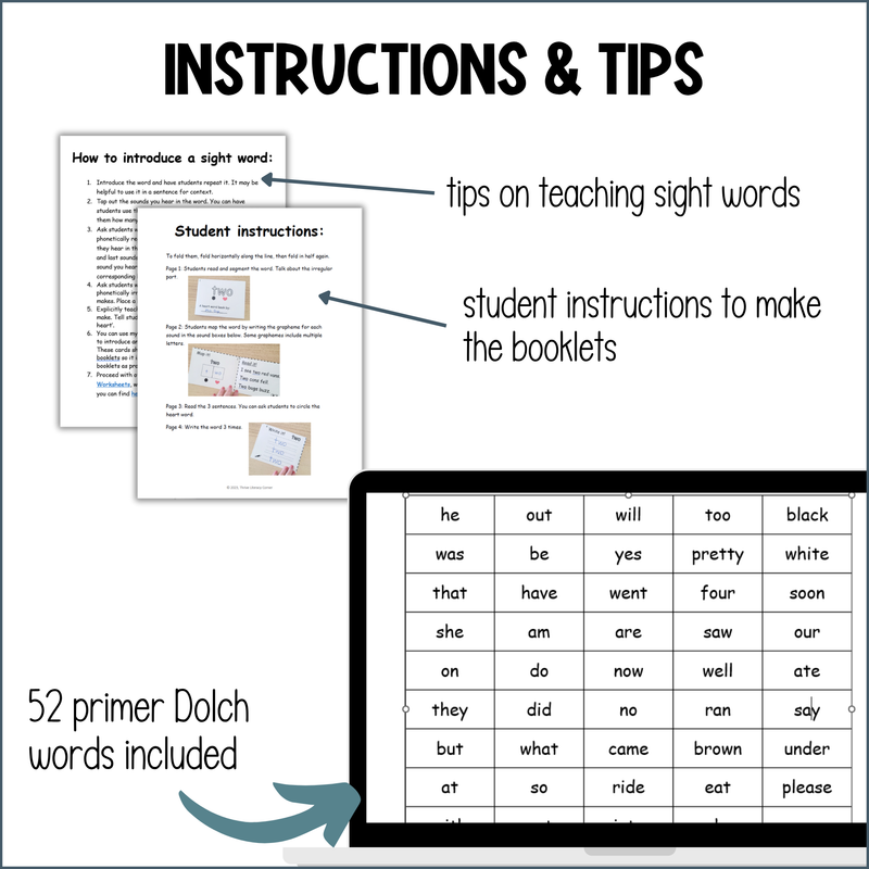 Dolch Primer Sight Words Foldable Booklets