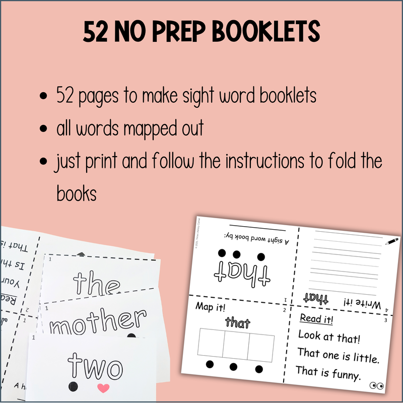 Dolch Primer Sight Words Foldable Booklets