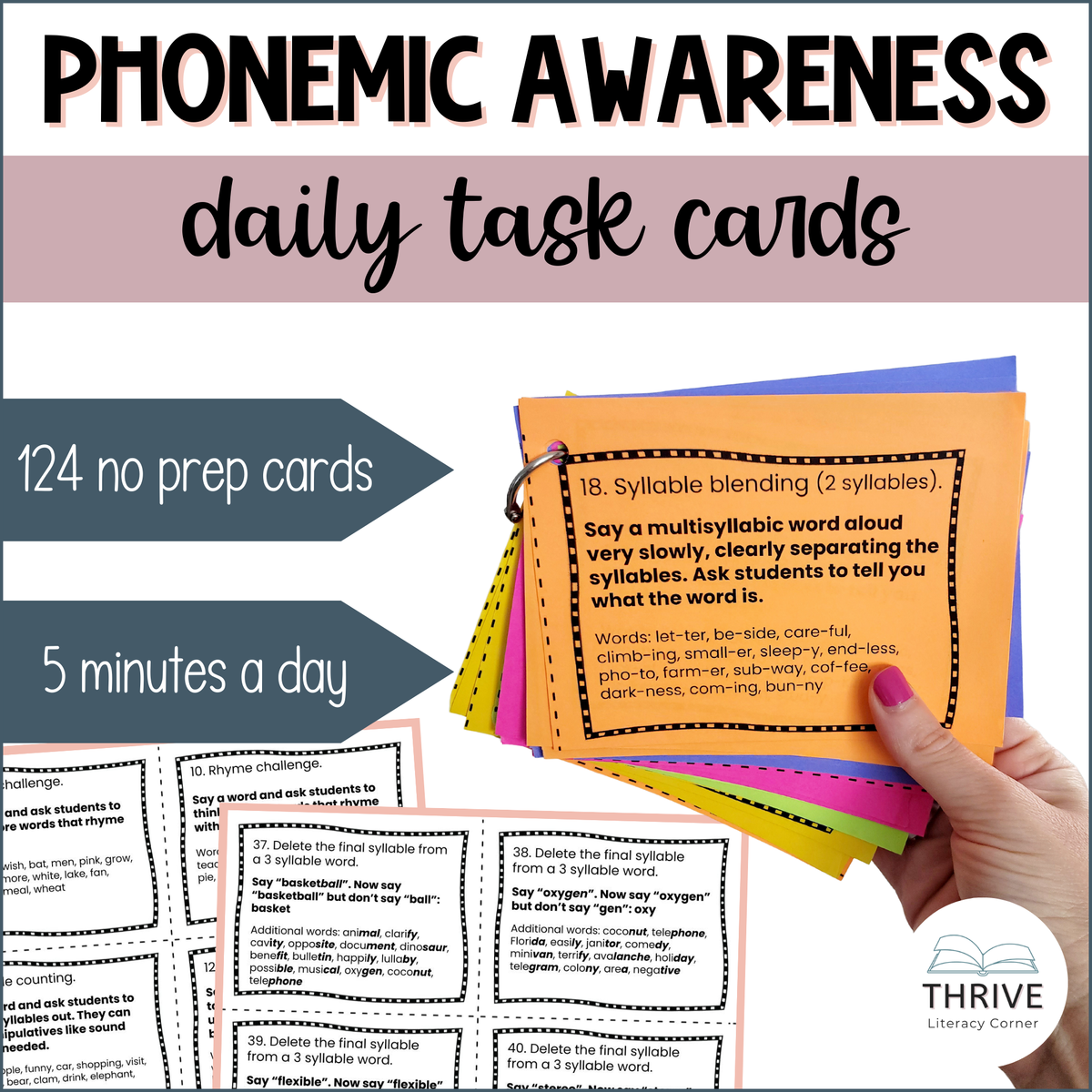 phonemic awareness daily task cards cover image