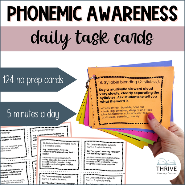 phonemic awareness daily task cards cover image
