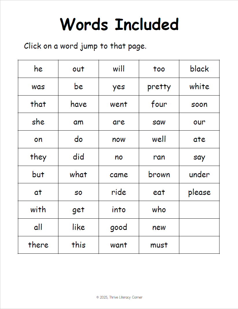 Dolch Primer Sight Words Foldable Booklets