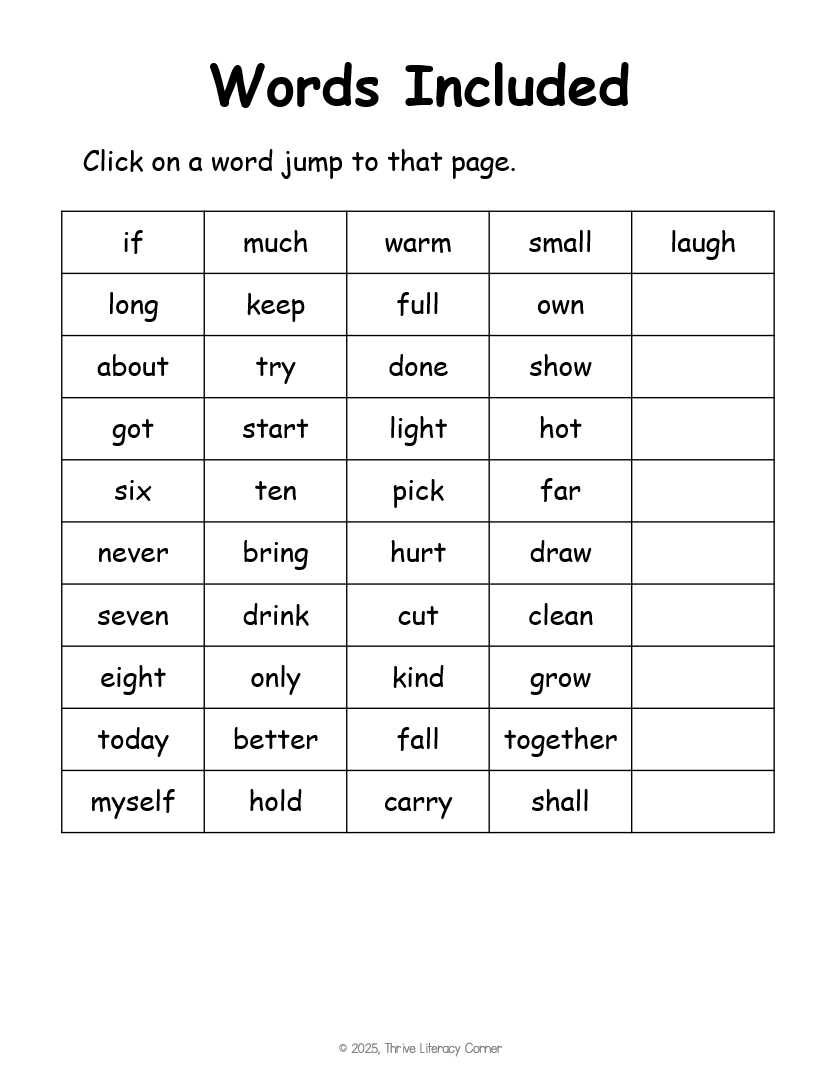 Third Grade Dolch Word Booklets High Frequency Word Mapping
