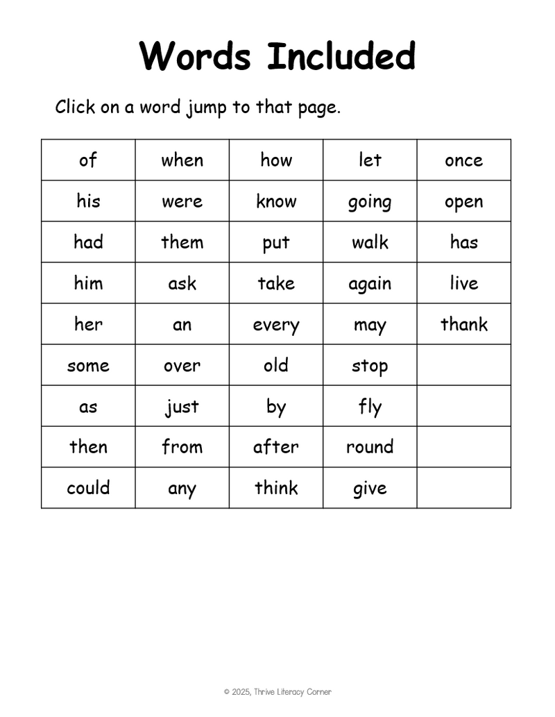 Dolch First Grade Sight Word Booklets High Frequency Word Mapping