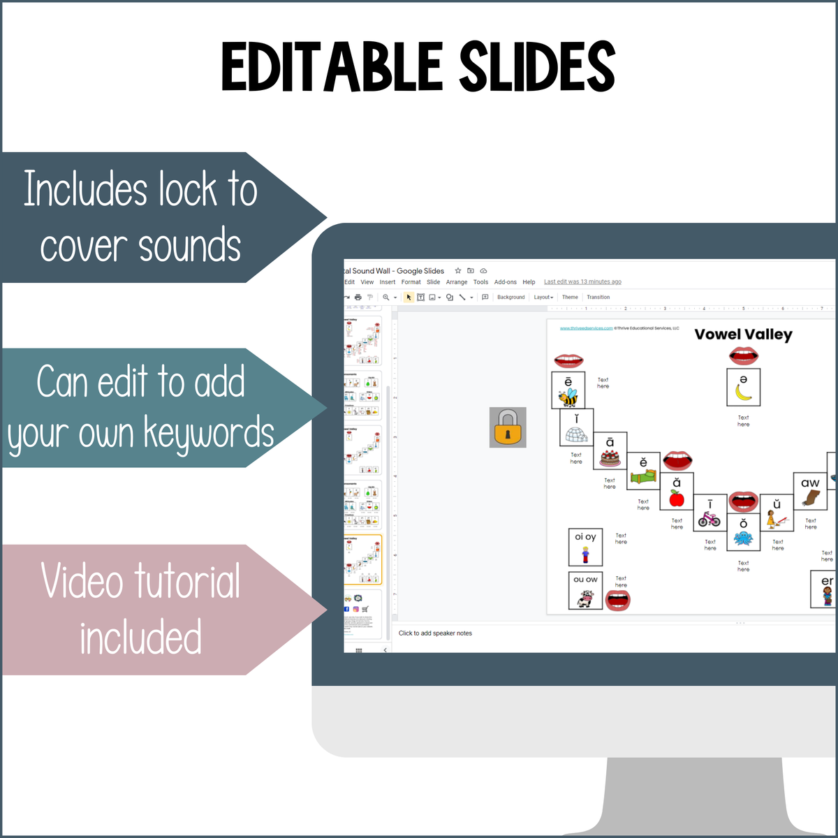 editable slides for digital sound wall