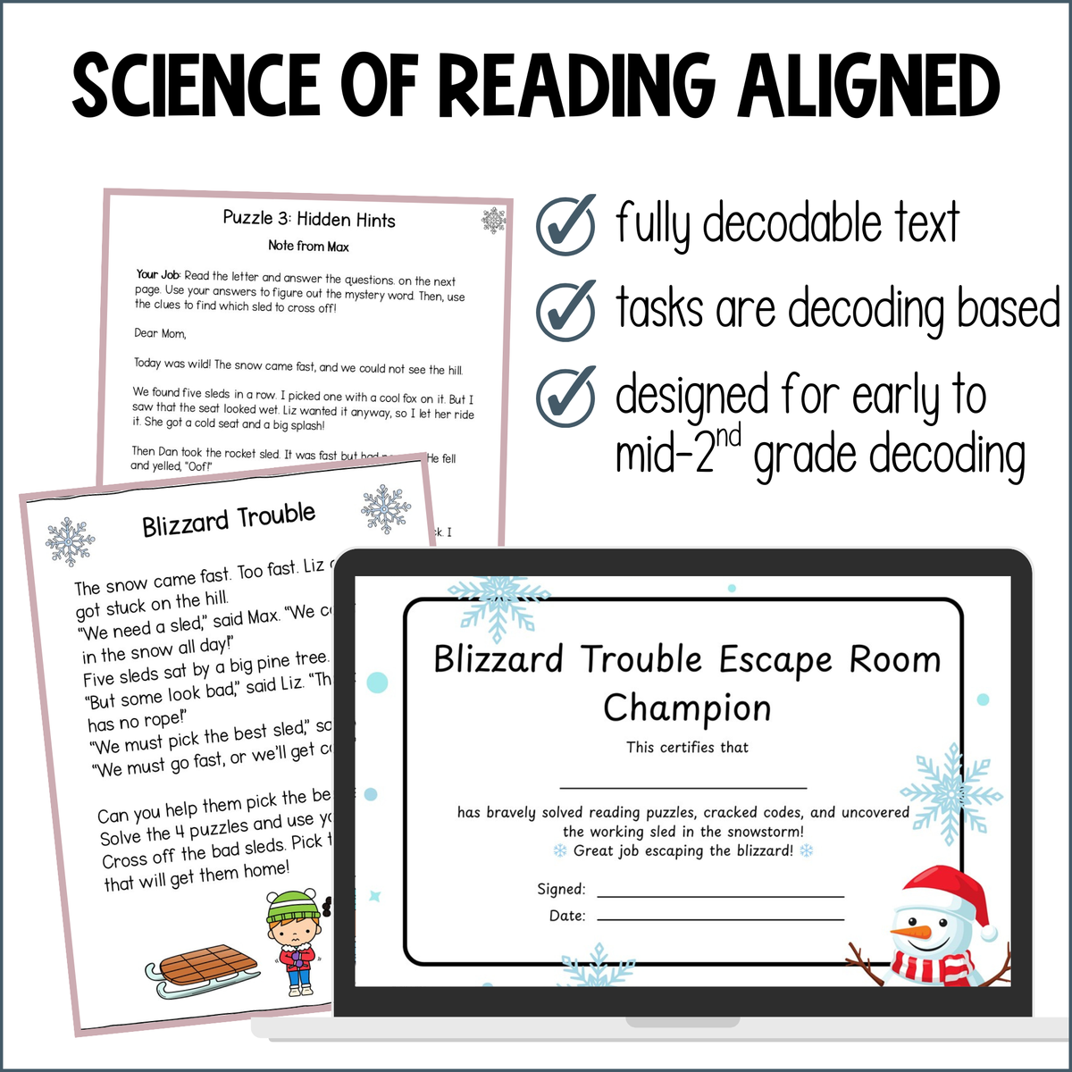Winter Escape Room Reading Comprehension Activity for 2nd Grade