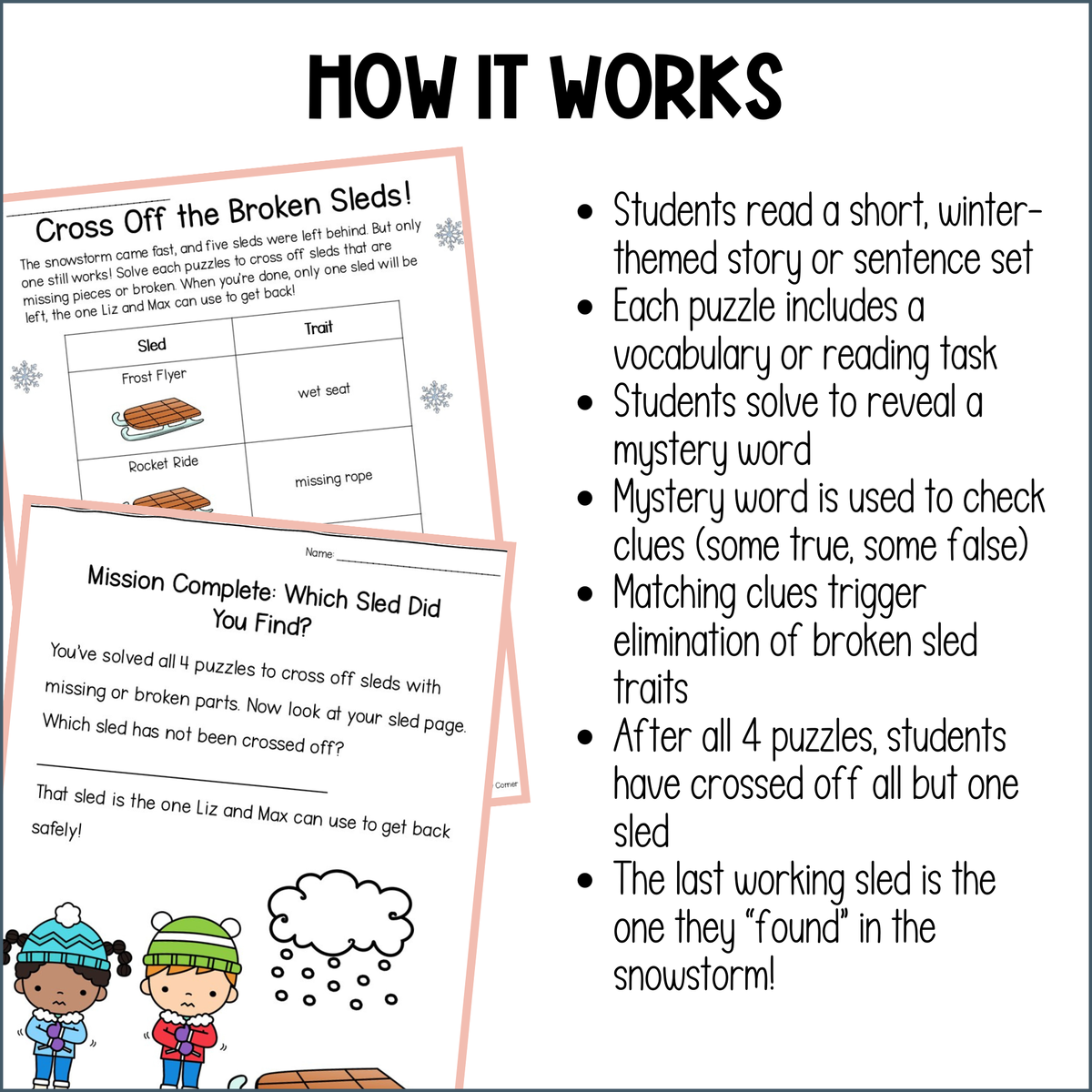 Winter Escape Room Reading Comprehension Activity for 2nd Grade