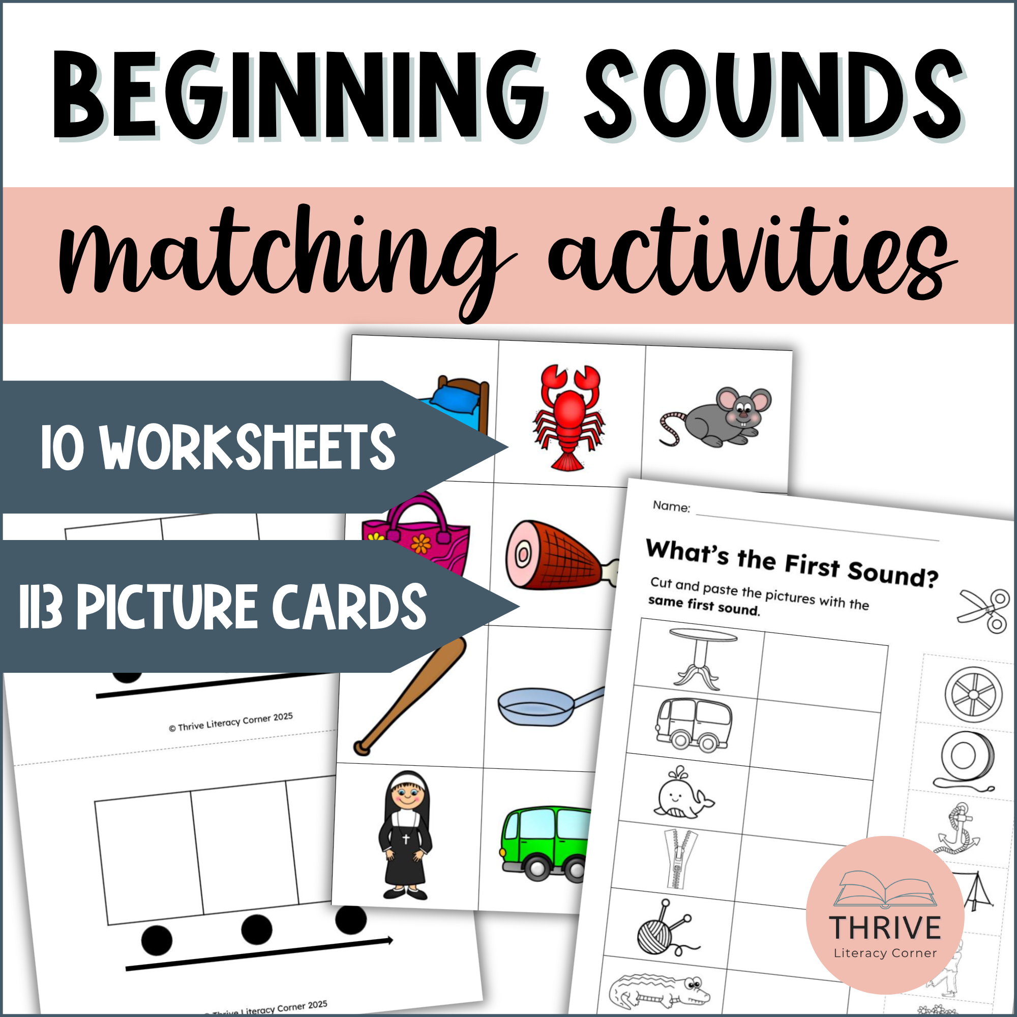 Initial Sound Picture Match - Beginning Sounds Matching Activities ...