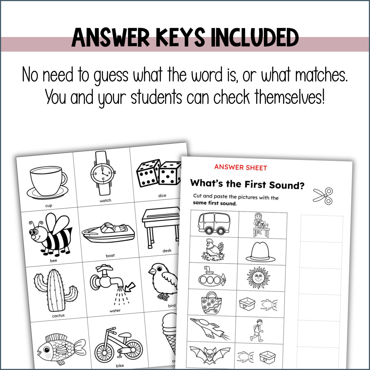 Initial Sound Picture Match - Beginning Sounds Matching Activities
