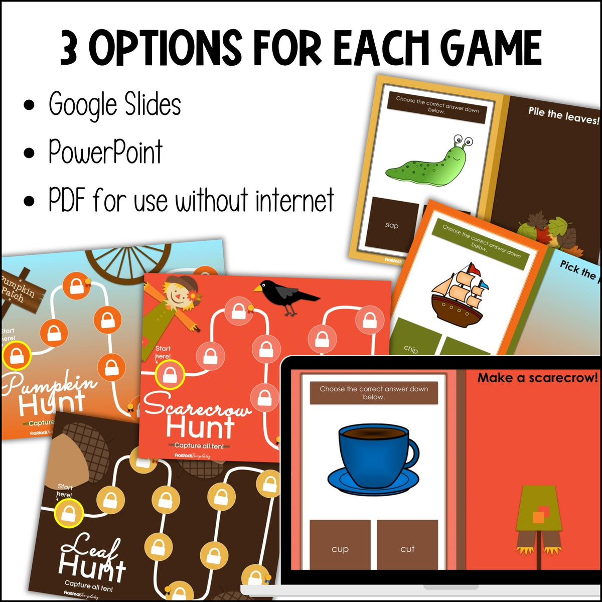 Fall Phonics Digital Games – CVC, Digraphs, and Consonant Blends K-1st Grade