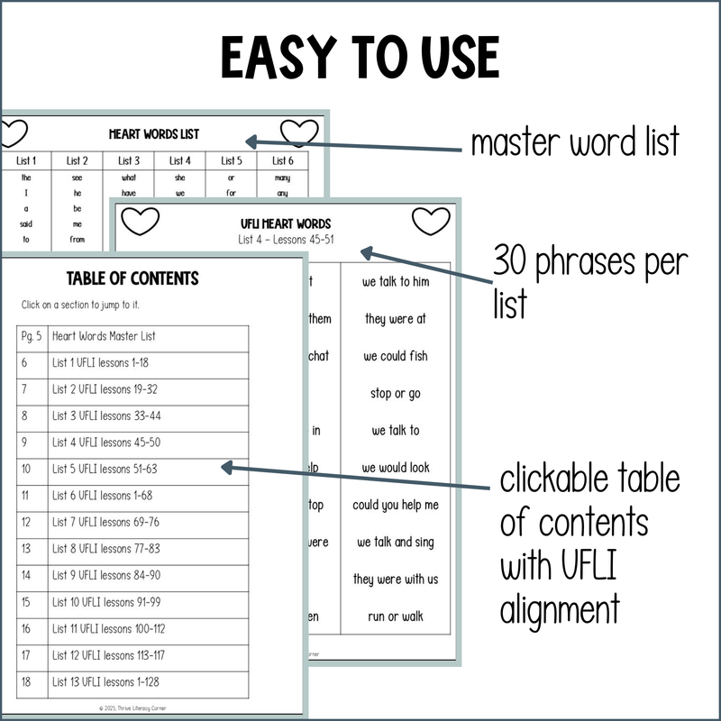 Heart Words Fluency Phrases (UFLI Aligned)