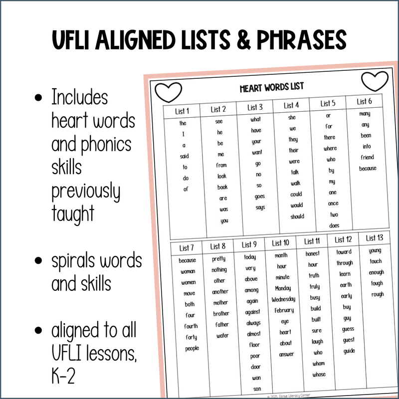 Heart Words Fluency Phrases (UFLI Aligned)