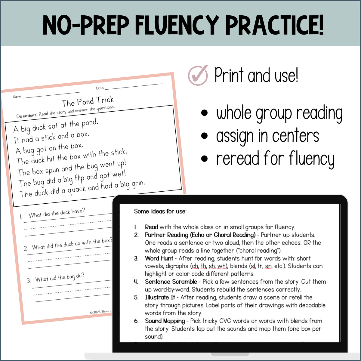 Science of Reading Decodable Passages and Comprehension Questions BUNDLE for K-2