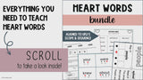 Heart Words Bundle: UFLI Heart Word Practice Sheets, Flash Cards, Slides, Word List, Assessment, Parent Letter