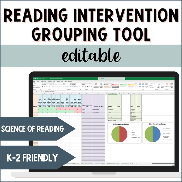 Reading Skills Assessment & Grouping Tool for Small Group Planning (Excel)