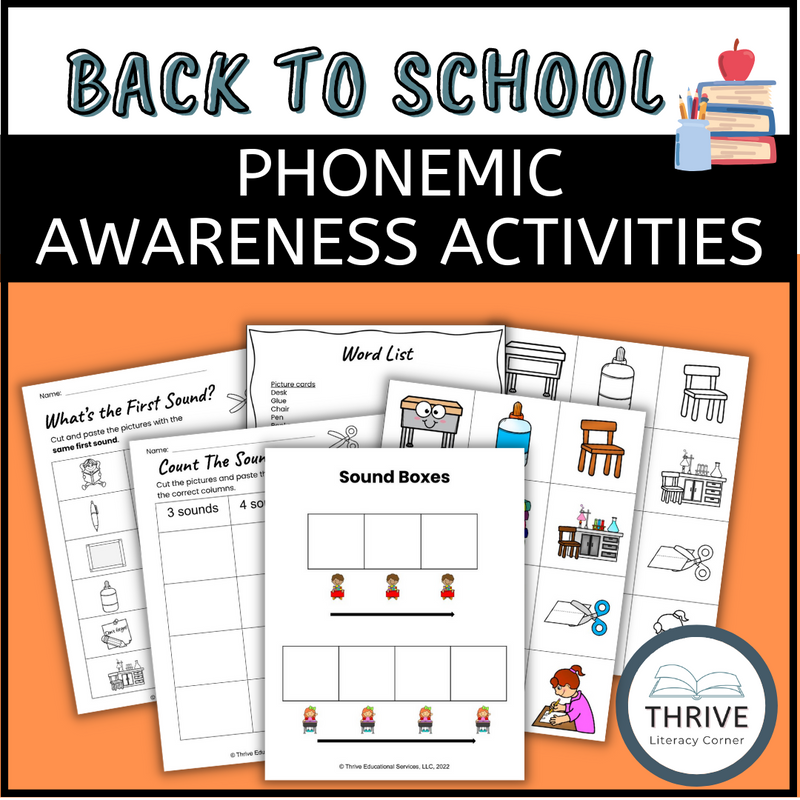 Back to School Themed Phonemic Awareness Activities