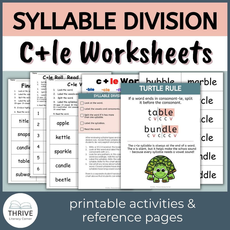 Consonant le Worksheets Syllable Division