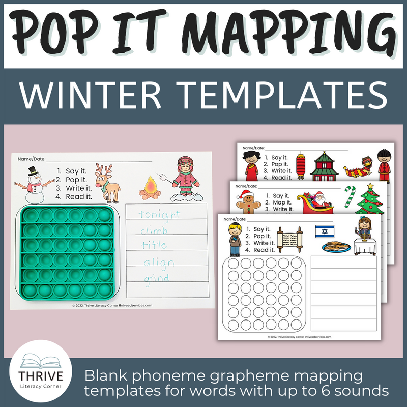 Winter Pop It Phoneme Grapheme Mapping Templates