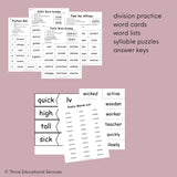 Affixes Syllable Division Worksheets