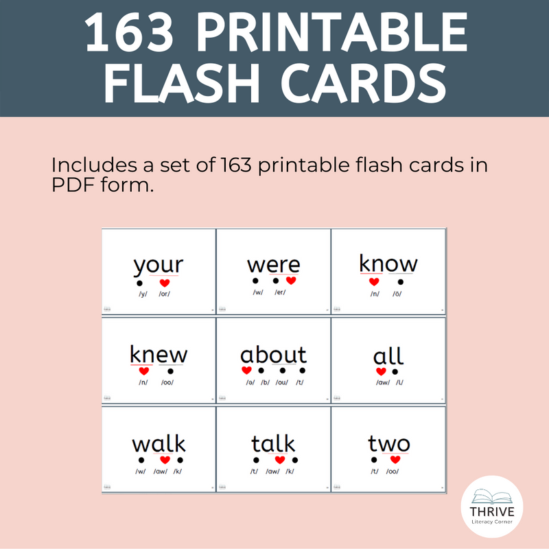 Irregular High Frequency Words "Heart Words" Cards - Mapped Out Irregular Sight Words