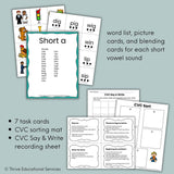 CVC Words With Pictures - Cards For Segmenting and Blending