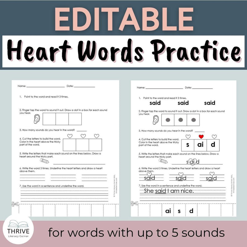 Editable Heart Words Mapping
