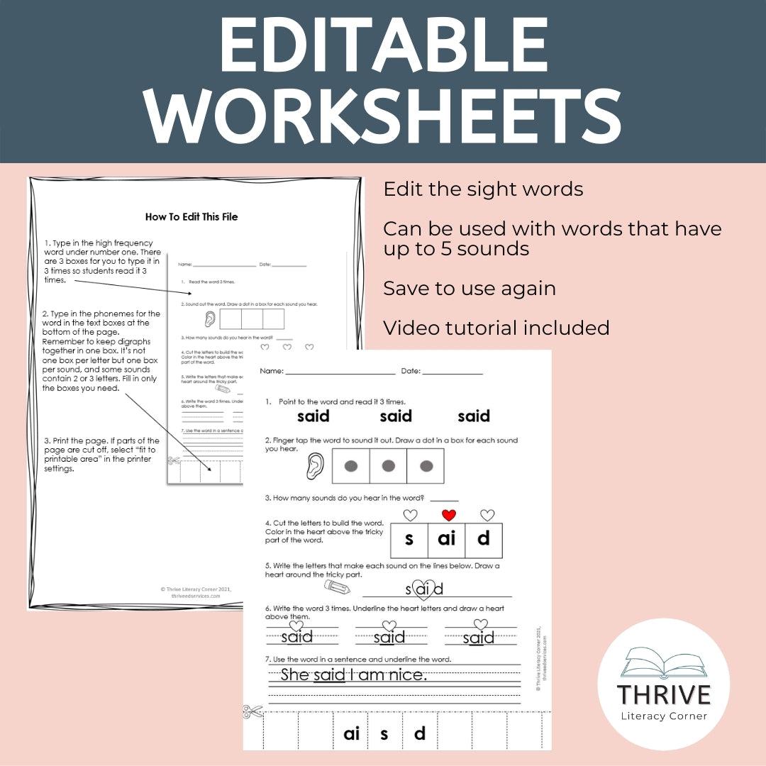 Dolch Heart Words Bundle 2
