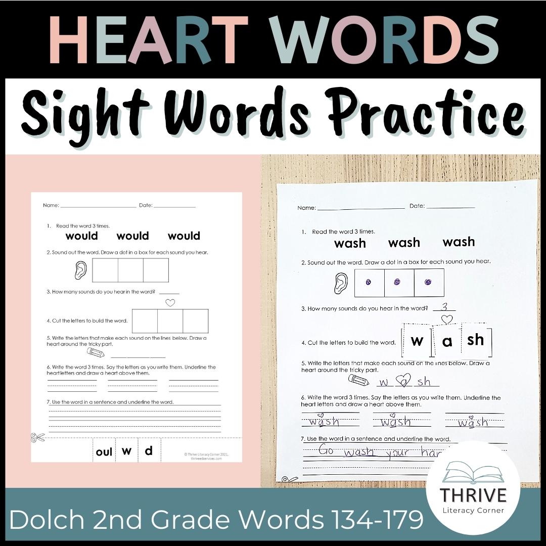 Heart Words - Dolch Sight Words Second Grade Worksheets 