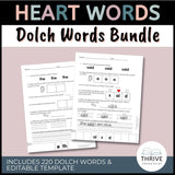 Dolch Heart Words Bundle