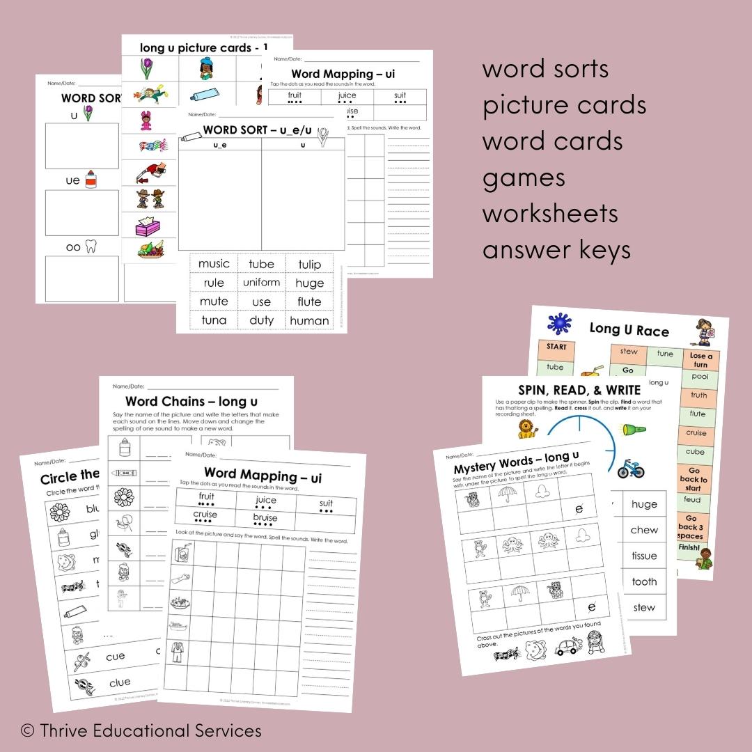 Long U Worksheets & Activities - Long U Words 2