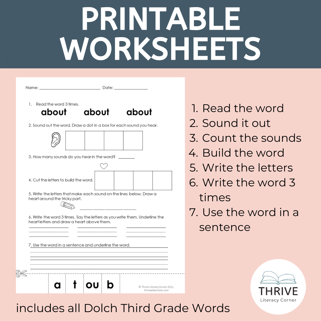 Heart Words - Dolch Third Grade Sight Words Worksheets 2